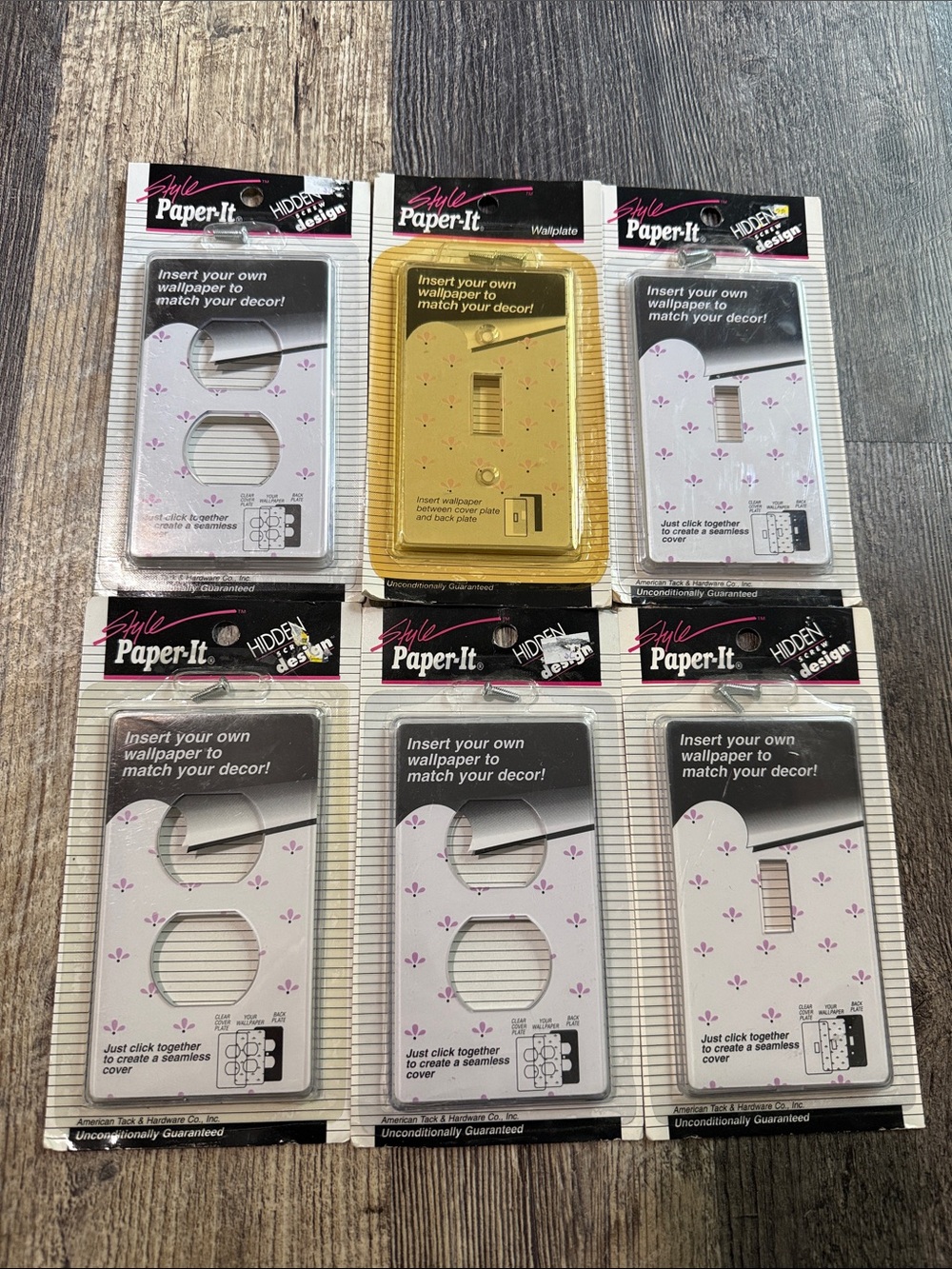 Lot of 6 Style Paper-It Wallplate Switch Cover Duplex Match Your Own Decor 1998 - Picture 1 of 10